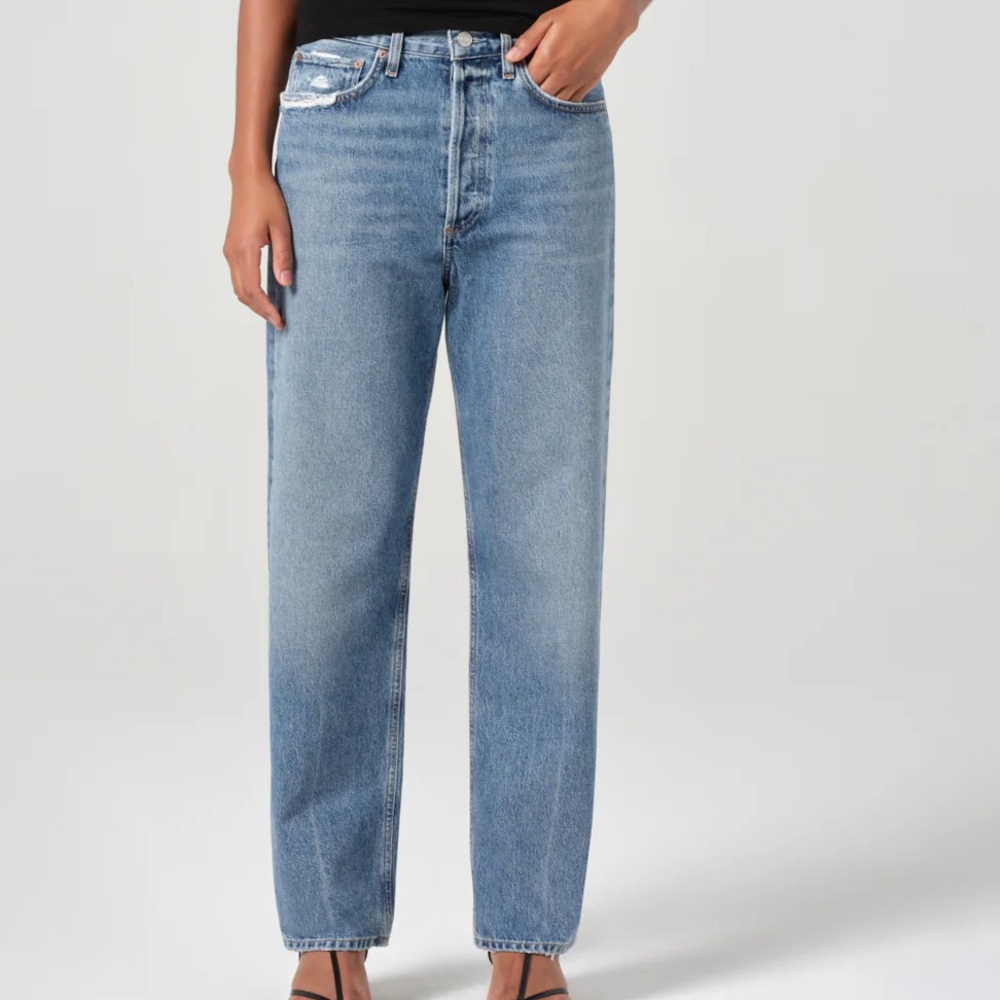 Agolde 90s mid rise, loose fit straight jean w/button fly